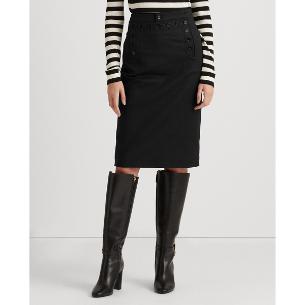 Jupe crayon double face boutonn&eacute;e Lauren en Noir 4