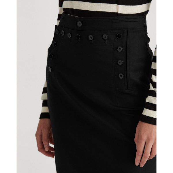 Jupe crayon double face boutonn&eacute;e Lauren en Noir 6