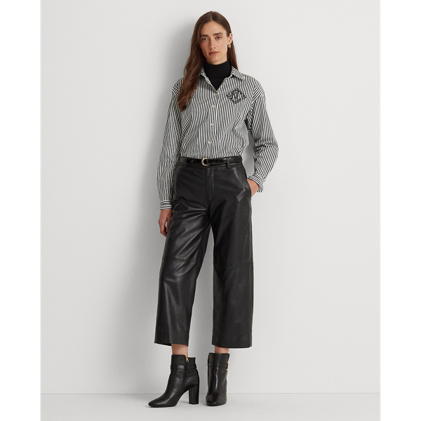 Black/White Striped Logo Cotton Broadcloth Shirt Lauren 4