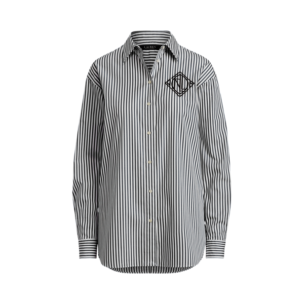 Striped Logo Cotton Broadcloth Shirt Lauren 1
