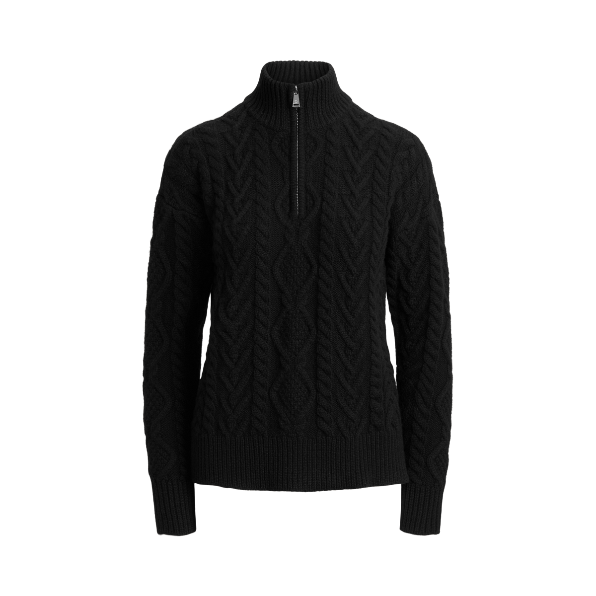 売れ筋商品|||ラルフローレン ニット&セーター レディース アウター CABLE KNIT COTTON QUARTER ZIP JUMPER - Jumper - black Cable-Knit Cotton Quarter-Zip Sweater – Outfitland.store