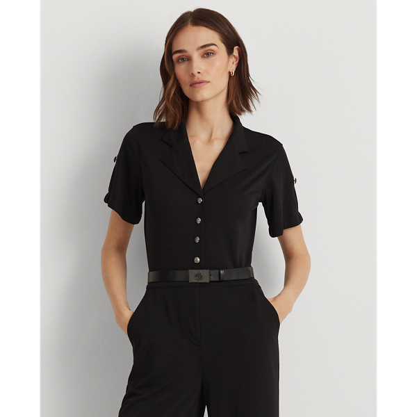 Polo Black Belted Stretch Jersey Jumpsuit Lauren 4