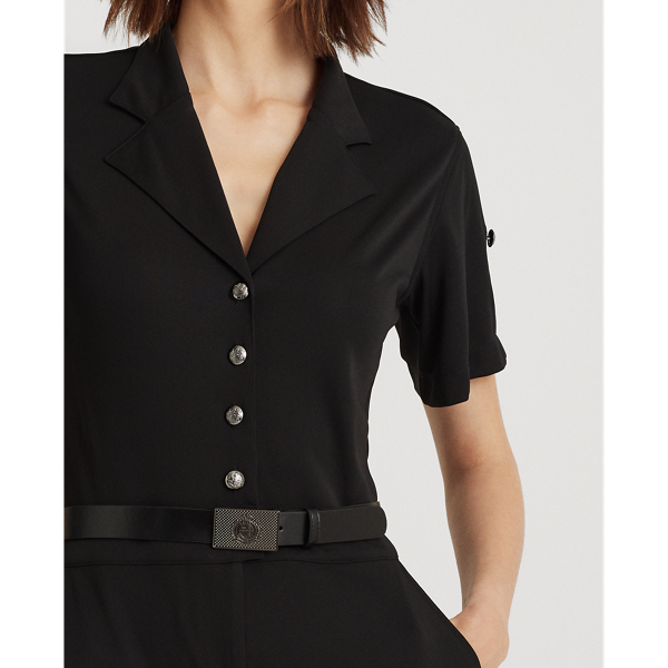 Polo Black Belted Stretch Jersey Jumpsuit Lauren 6