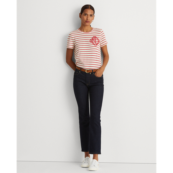 T-shirt ray&eacute; Art d&eacute;co en jersey Lauren en Cr&egrave;me clair/Rouge l&egrave;vres 4