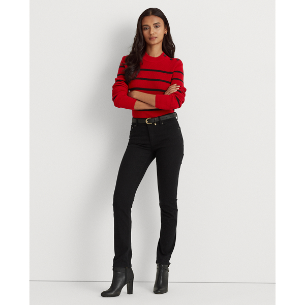 Lipstick Red/Polo Black Striped Mockneck Sweater Lauren 4