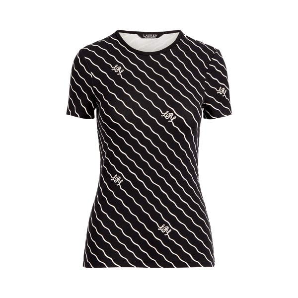 Wave-Stripe Stretch Cotton T-Shirt Lauren 1