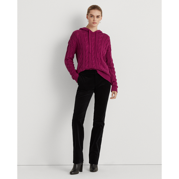 French Orchid Cable-Knit Cotton Hoodie Lauren 4
