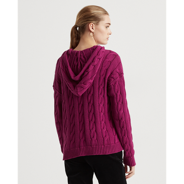 French Orchid Cable-Knit Cotton Hoodie Lauren 5
