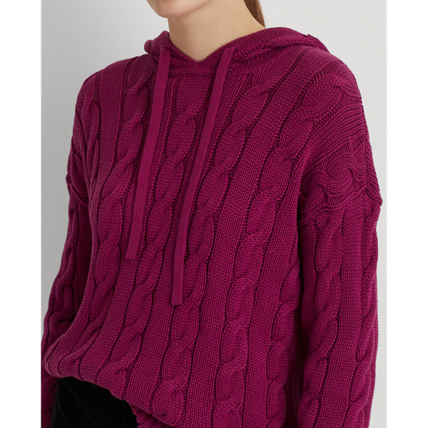 French Orchid Cable-Knit Cotton Hoodie Lauren 6
