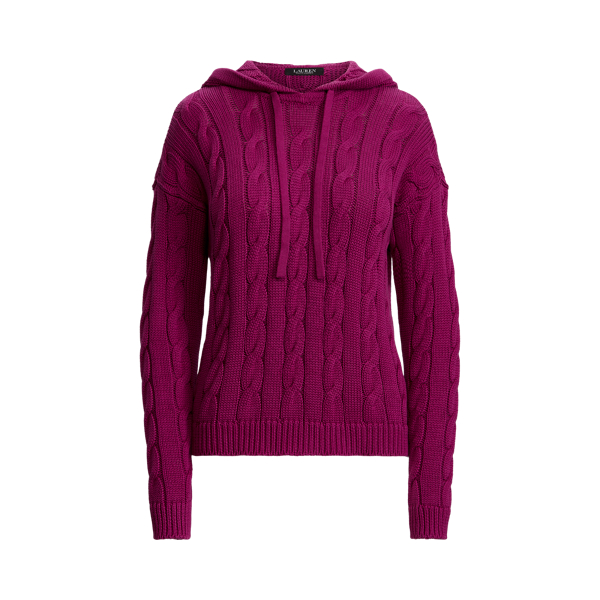French Orchid Cable-Knit Cotton Hoodie Lauren 2