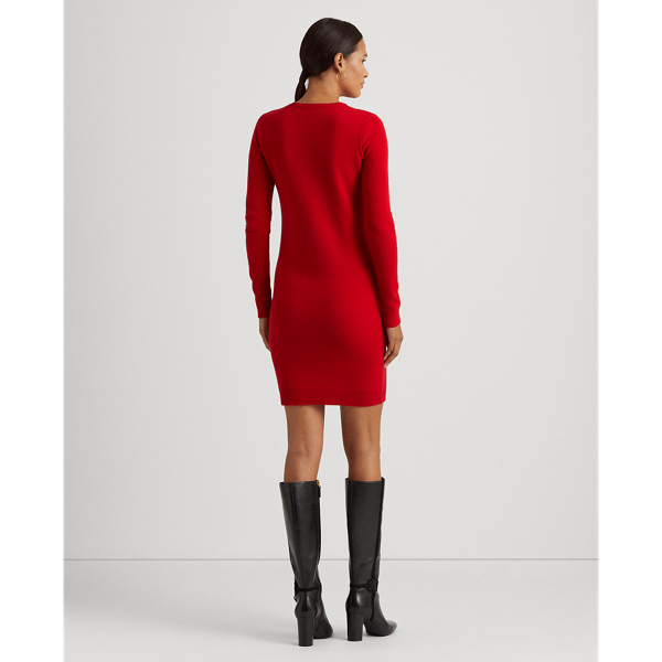 Wool-Cashmere Sweater Dress Lauren Petite em Lipstick Red 5