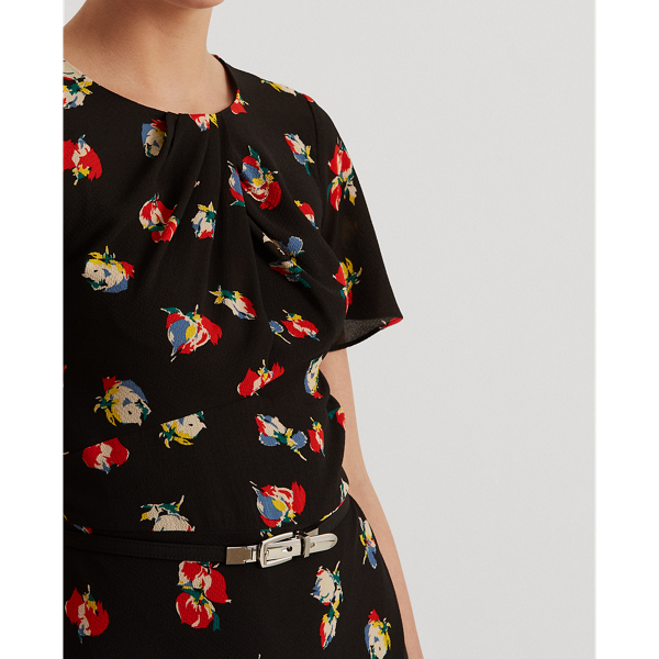 Vestido de crep&eacute; con flores Lauren en Negro/rojo/multicolor 6