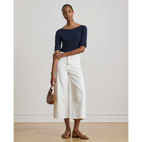 T-Shirt mit U-Boot-Ausschnitt Lauren Petite in Lauren Navy 4