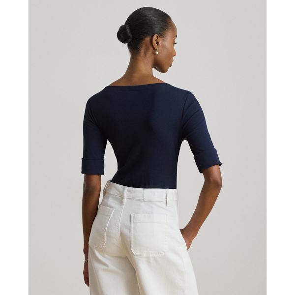 T-Shirt mit U-Boot-Ausschnitt Lauren Petite in Lauren Navy 5
