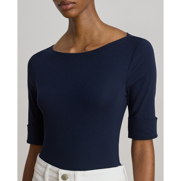 T-Shirt mit U-Boot-Ausschnitt Lauren Petite in Lauren Navy 6