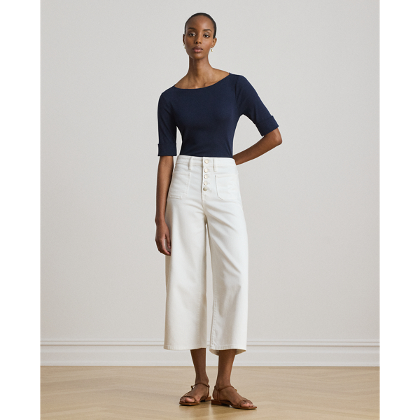 T-Shirt mit U-Boot-Ausschnitt Lauren Petite in Lauren Navy 7