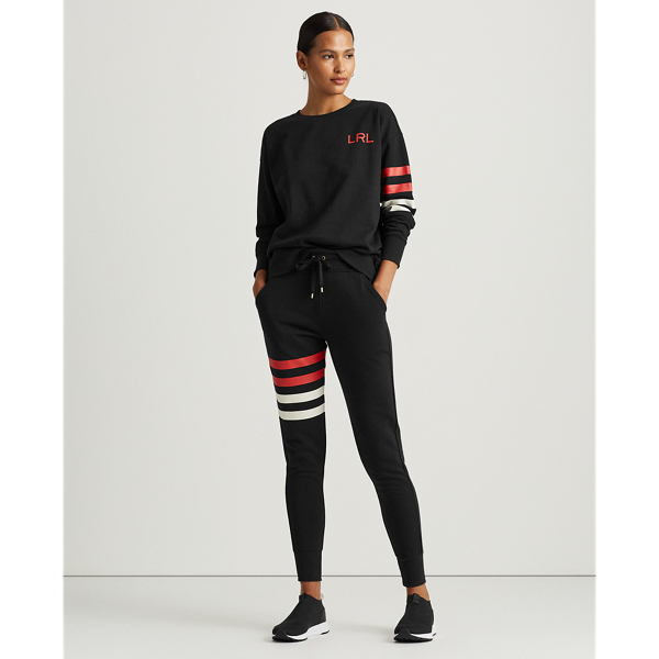 Pullover in spugna con logo Lauren in Nero 4