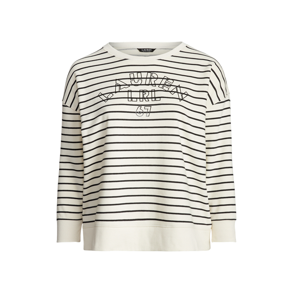 Striped Logo French Terry Pullover Lauren Woman 1
