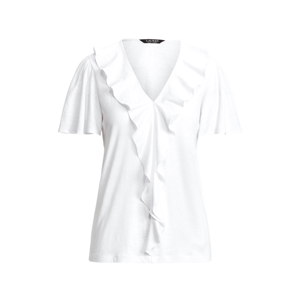 Slub jersey T-shirt met ruches Lauren in 1