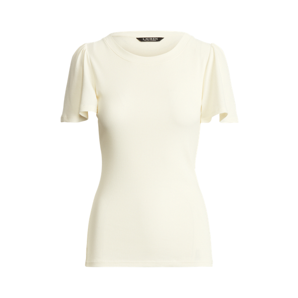 Stretch Cotton Flutter-Sleeve Tee Lauren em 1