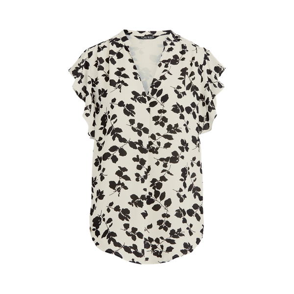 Leaf-Print Georgette Blouse Lauren 1