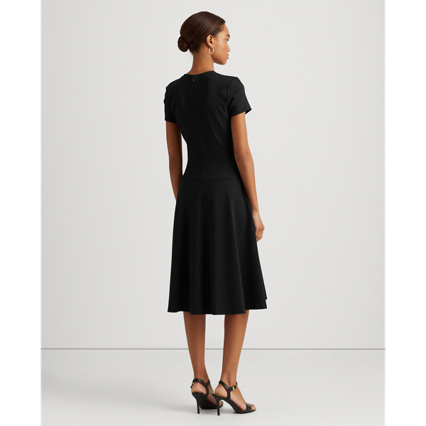 Robe &agrave; manches courtes en jersey ponte Lauren en Noir 5