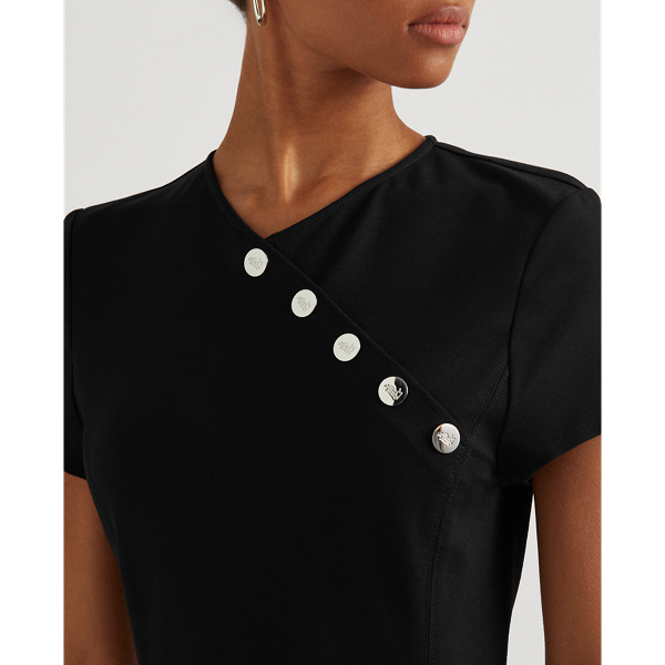 Robe &agrave; manches courtes en jersey ponte Lauren en Noir 6