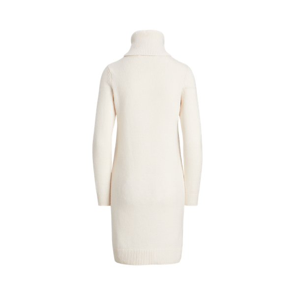 Mascarpone Cream Wool-Cashmere Roll Neck Jumper Dress Lauren 2