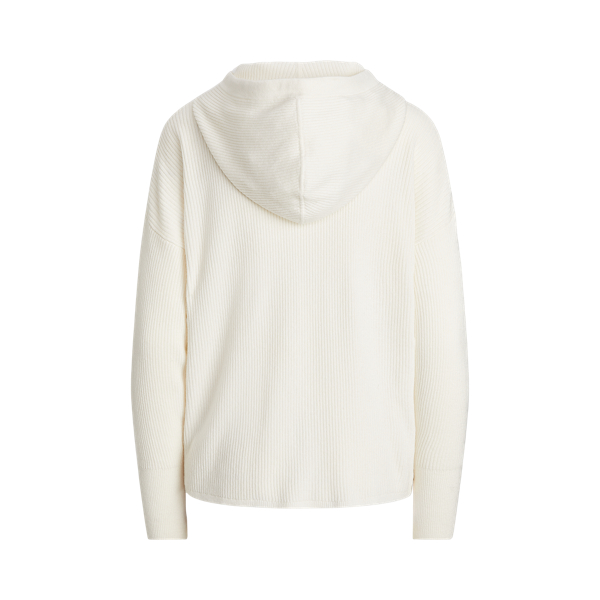 Mascarpone Cream Ribbed Hooded Jumper Lauren 2