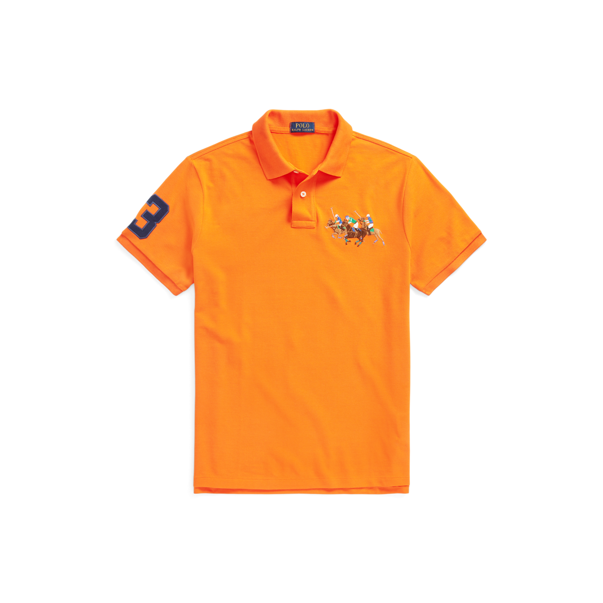 Black polo shirt with orange horse online