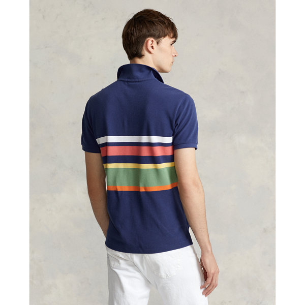 Classic Fit Striped Mesh Polo Shirt