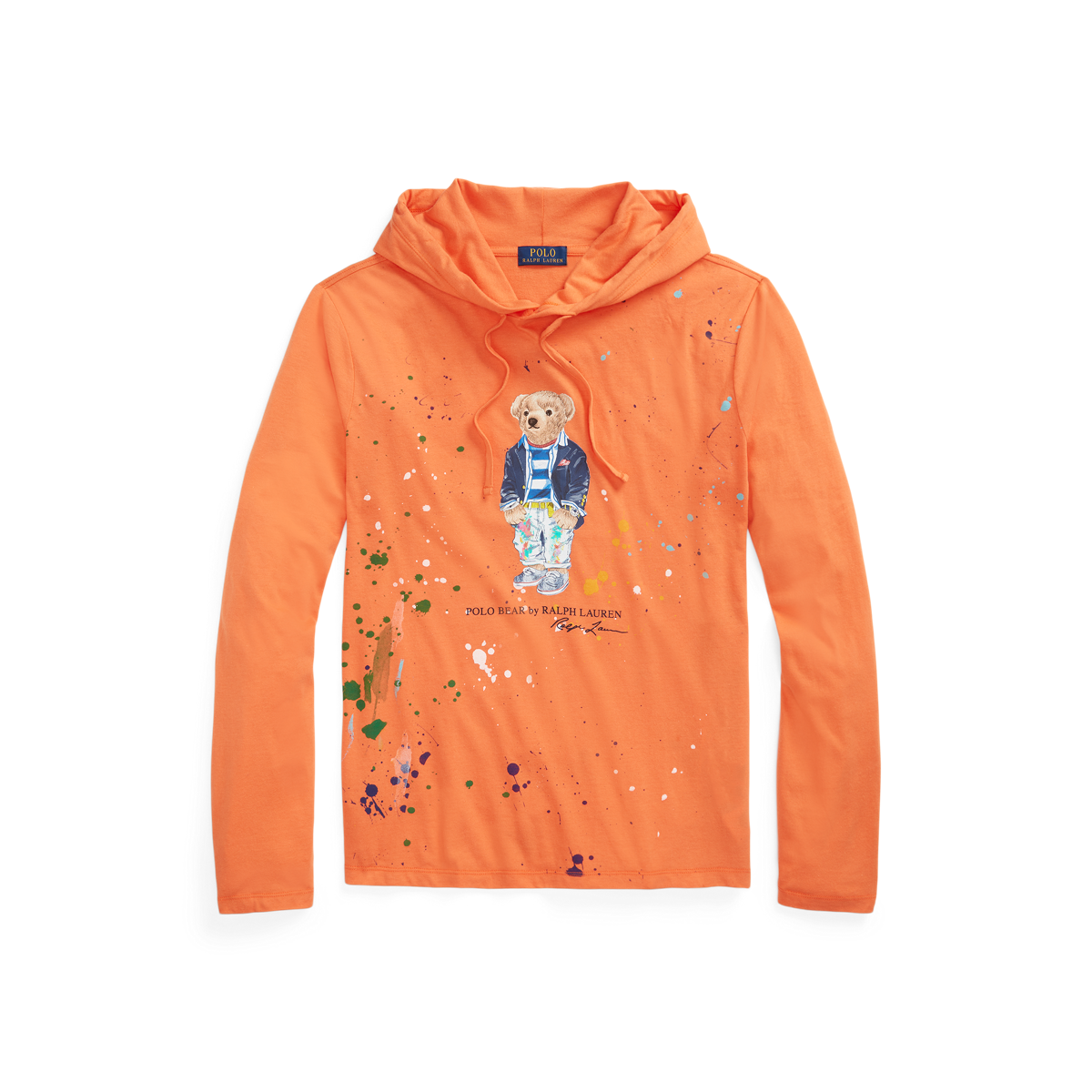Paint-Splatter Polo Bear Hooded T-Shirt