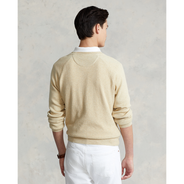 Tallow Cream Heather Cotton Crewneck Sweater Polo Ralph Lauren 5