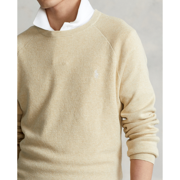 Tallow Cream Heather Cotton Crewneck Sweater Polo Ralph Lauren 6
