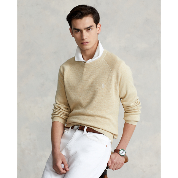 Tallow Cream Heather Cotton Crewneck Sweater Polo Ralph Lauren 7