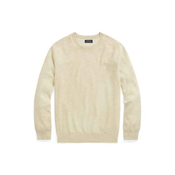 Tallow Cream Heather Cotton Crewneck Sweater Polo Ralph Lauren 2
