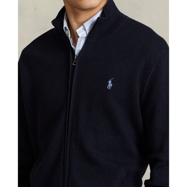 Navy Heather Cotton Full-Zip Sweater Polo Ralph Lauren 6