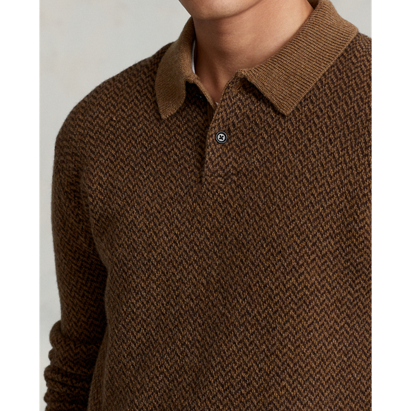 Camel Multi Herringbone Polo-Collar Sweater Polo Ralph Lauren 6