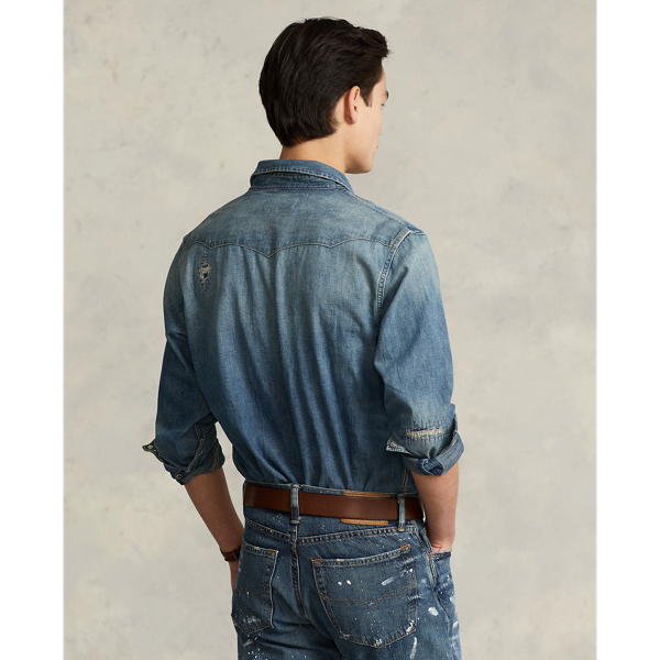 Mcewen Distressed Denim Western Shirt Polo Ralph Lauren 4