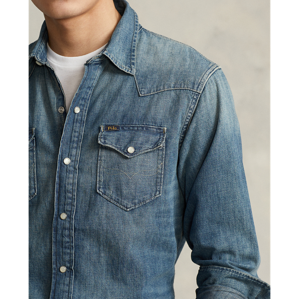 Mcewen Distressed Denim Western Shirt Polo Ralph Lauren 5