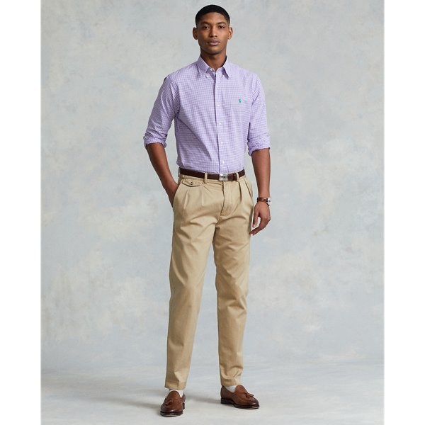 Lavender/White Classic Fit Stretch Poplin Shirt Polo Ralph Lauren 4