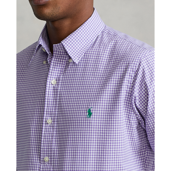 Lavender/White Classic Fit Stretch Poplin Shirt Polo Ralph Lauren 6