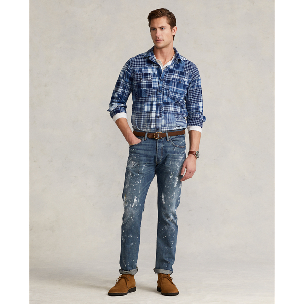 Indigo Patchwork Classic Fit Ombr&eacute; Patchwork Shirt Polo Ralph Lauren 4