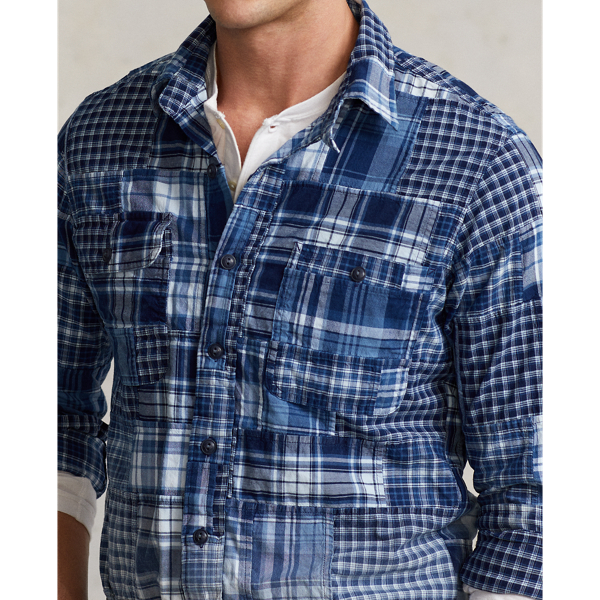 Indigo Patchwork Classic Fit Ombr&eacute; Patchwork Shirt Polo Ralph Lauren 6