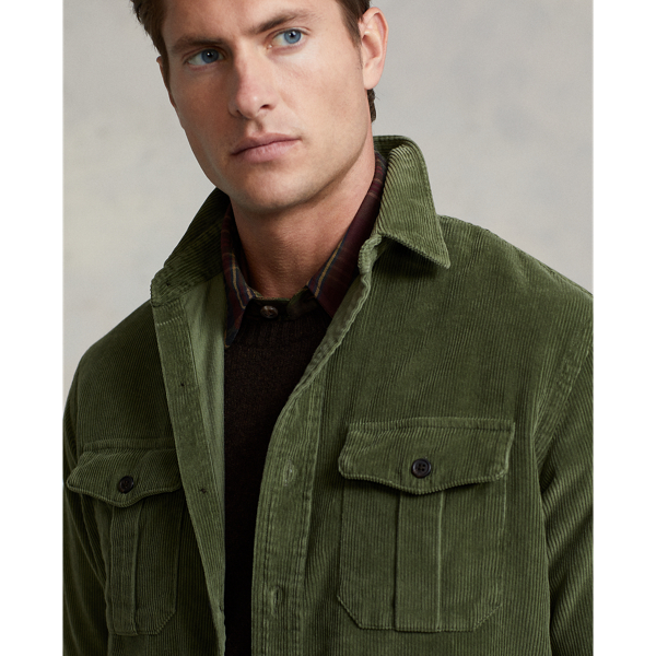 Classic Fit Suede-Patch Corduroy Shirt