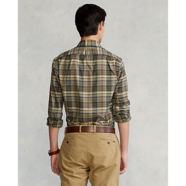 Olive/Cream Multi Custom Fit Plaid Twill Shirt Polo Ralph Lauren 5