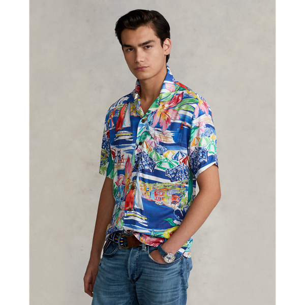 Classic Fit Riviera-Print Camp Shirt