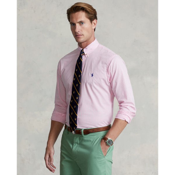 Pink/White Slim Fit Gingham Stretch Poplin Shirt Polo Ralph Lauren 7