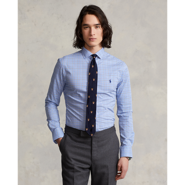 Blue Multi Slim Fit Checked Poplin Shirt Polo Ralph Lauren 1
