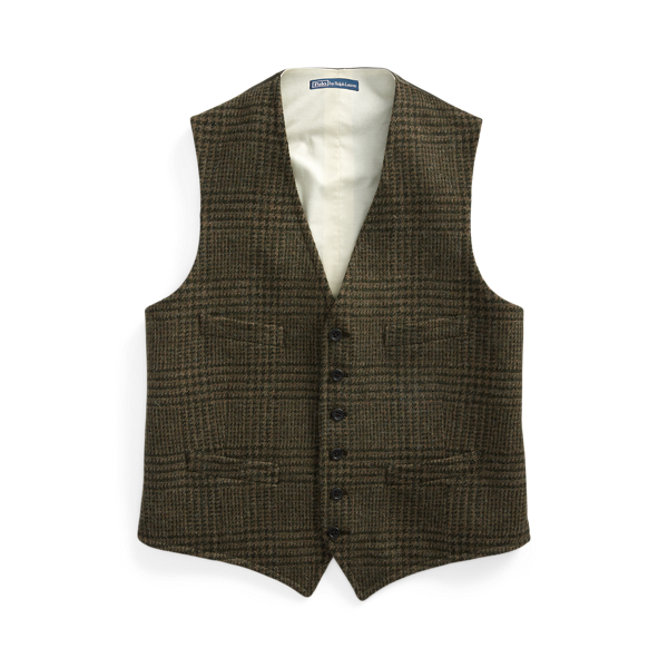 Glen Plaid Wool Tweed Waistcoat